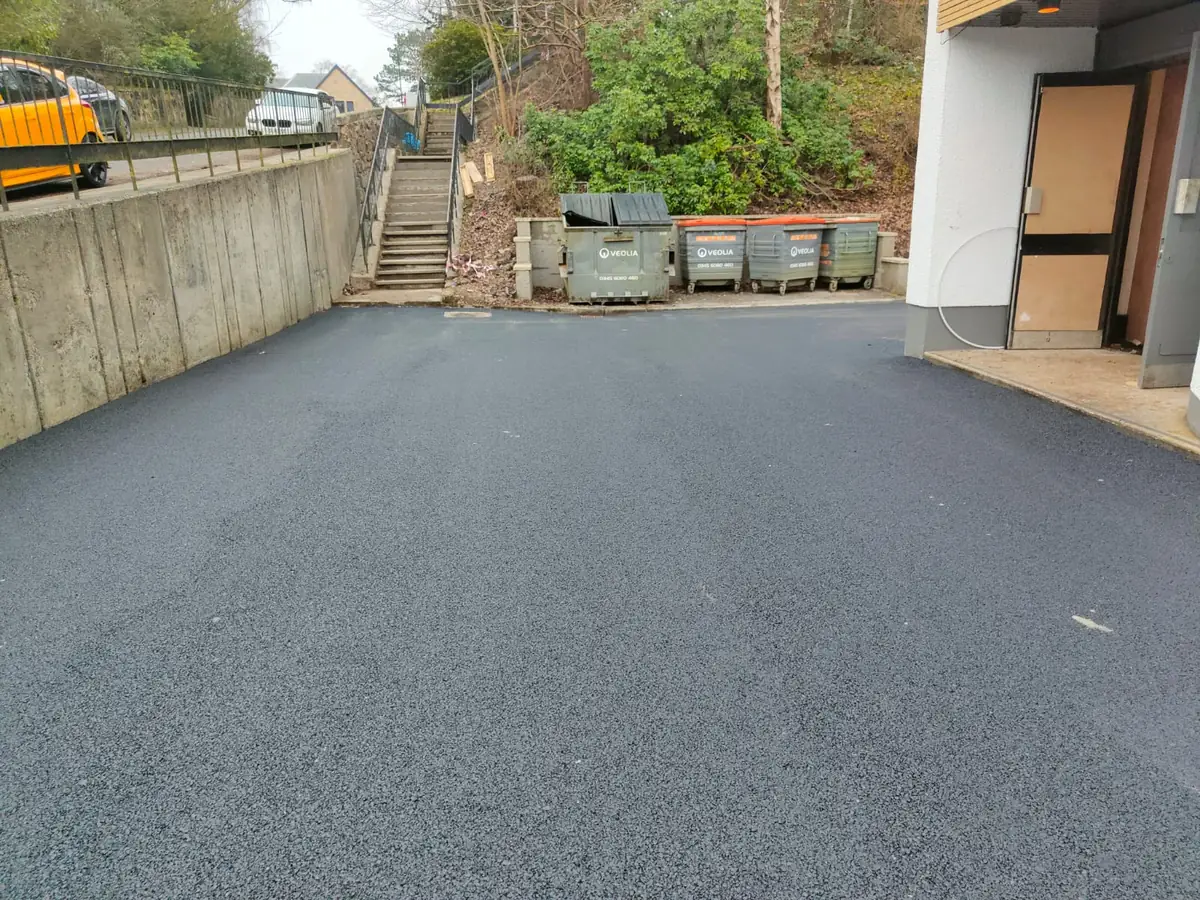 Freshly surfaced private car park