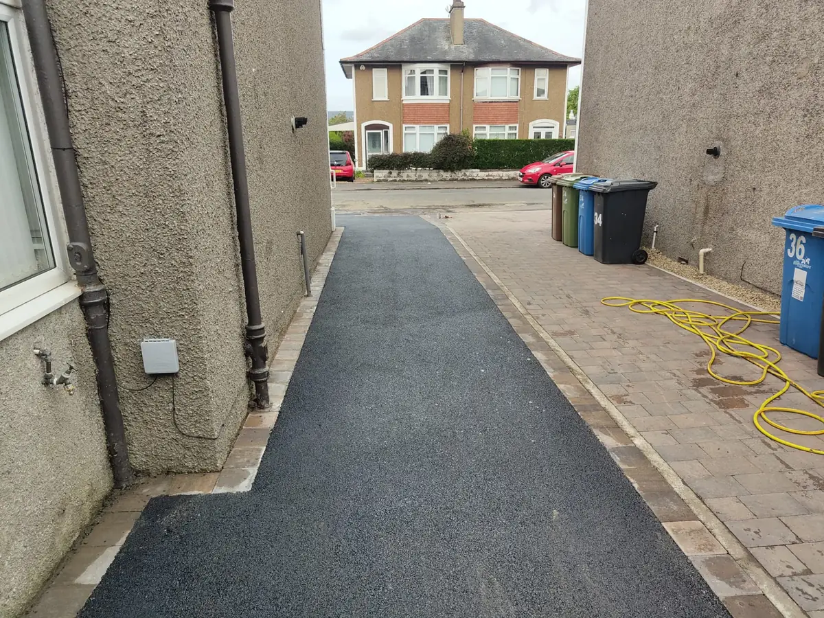 Side access path with block paved edging