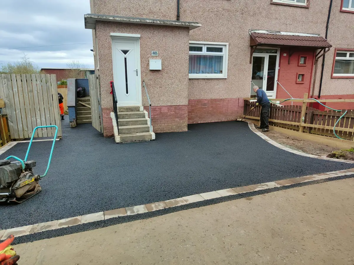 Newly laid tarmac driveway at a UK home